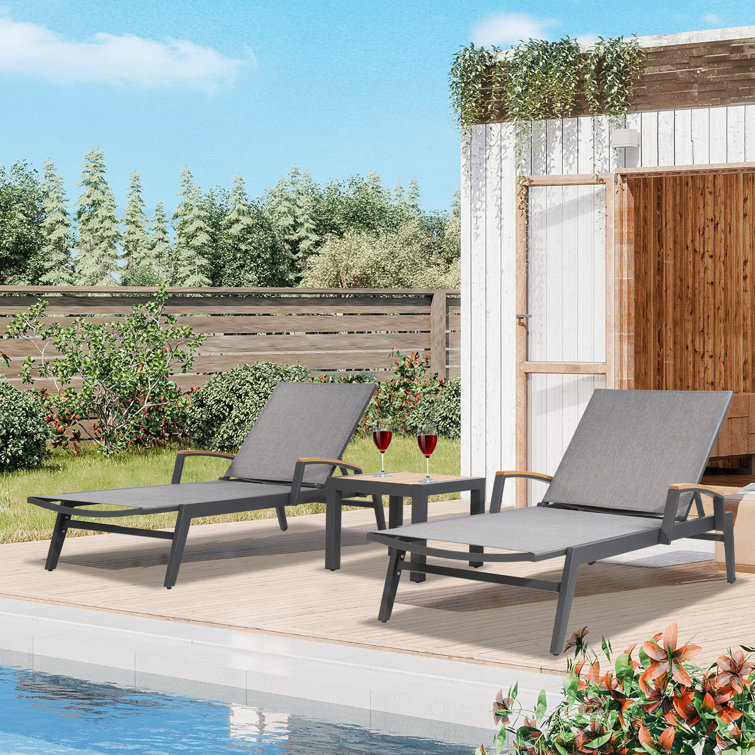 Peak Home Furnishings Patio Aluminum Chaise Lounge Set With Phifertex